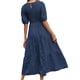 thumbnail image 3 of Lucakuins - Vestido midi de verano para mujer, línea A, manga corta, cuello redondo, cintura alta, vestido floral de encaje Lucakuins moda, 3 of 4