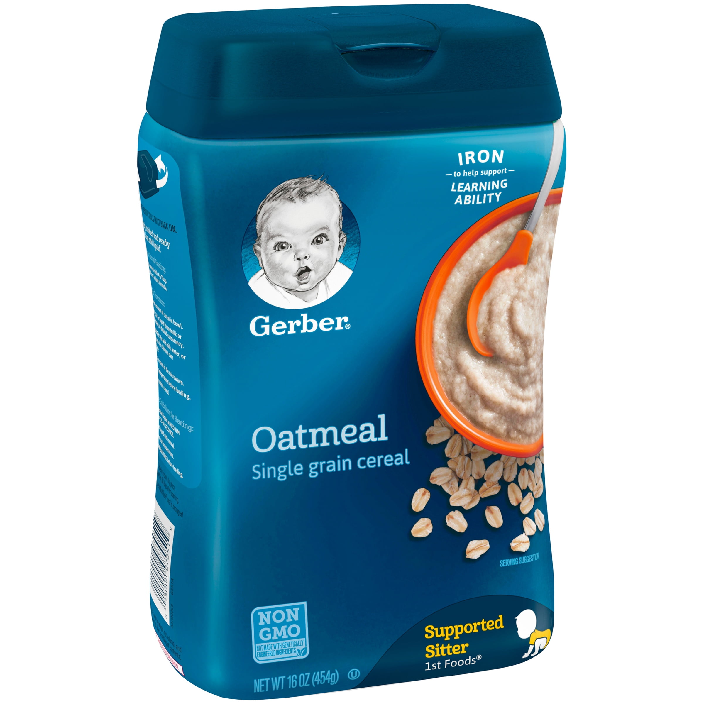 (6 pack) Gerber Stage 1 Baby Food, Baby Oatmeal Cereal, 8g Whole Grains, Infant Cereal 1 lb.