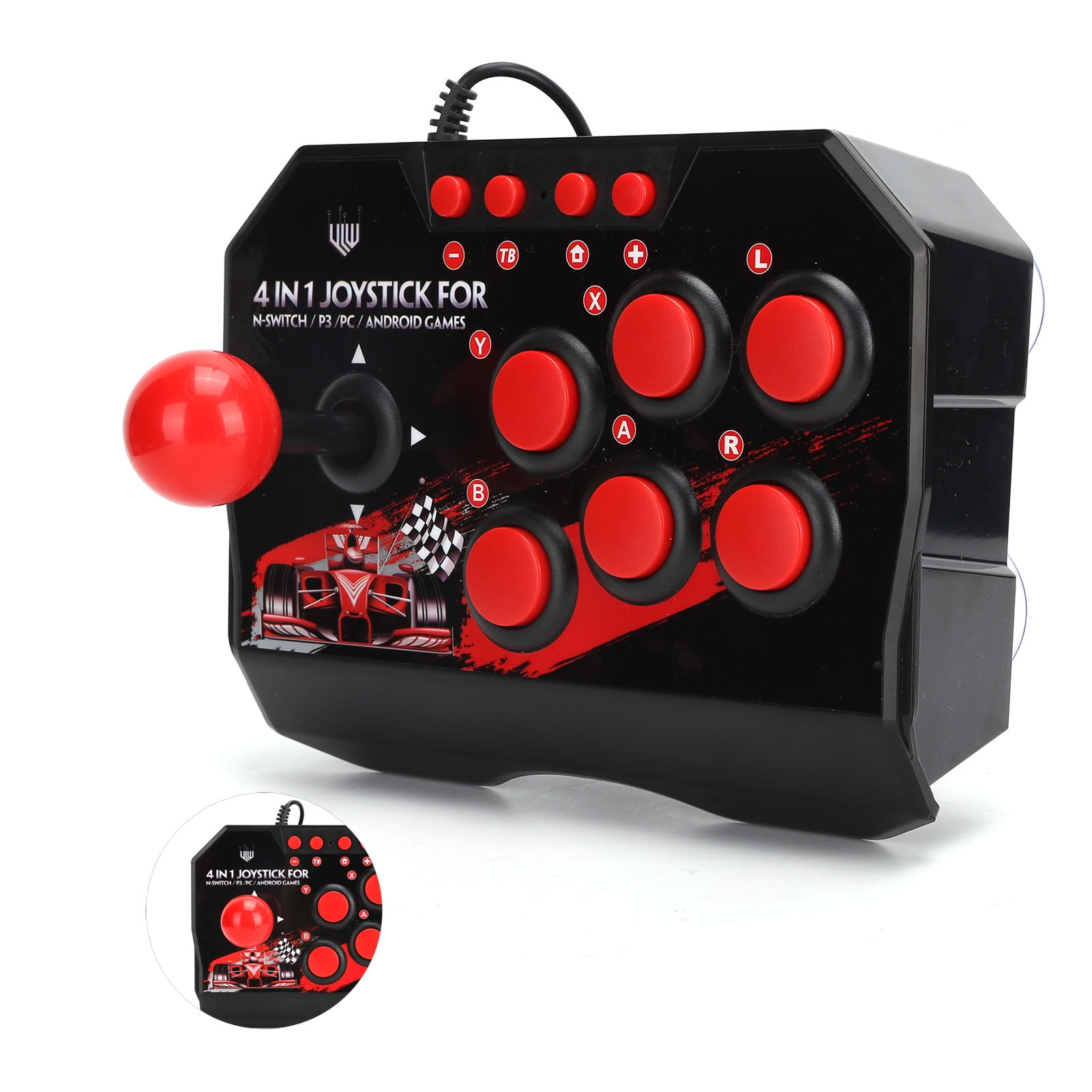 EBTOOLS USB Arcade Fighting Console Machine, Portable Arcade Fighting Stick  Fighter Joystick No Delay Controller for PC Computer Games