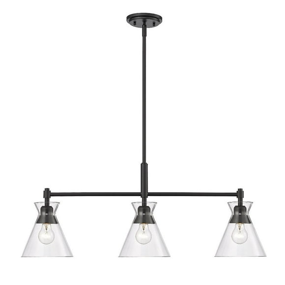 Malta 3-Light Linear Pendant in Matte Black with Clear Glass