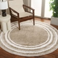 thumbnail image 2 of SAFAVIEH Border & Stripe Hyram Bordered Shag Area Rug, Beige/Ivory, 6'7" x 6'7" Round, 2 of 7