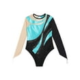 thumbnail image 5 of MSemis Kids Girls Gymnastics Leotard Rhinestone Ballet Dance Bodysuit Unitard Dancewear Turquoise 14, 5 of 7