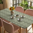 thumbnail image 3 of Sage Green Boho Table Cloths for 4 Foot Rectangle Tables, Vintage Ethnic Tribe Abstract Art Geometric Patio Waterproof Elastic Fitted Tablecloths, Washable Rectangular Table Cover for Camping, 3 of 8