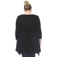 thumbnail image 3 of White Mark Women's Plus Size Quarter Sleeve Solid Sharkbite Tunic Top, 3 of 5