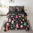 thumbnail image 2 of Feelyou Kawaii Santa Claus Bedding Comforter Set 7pcs, Winter Christmas Snowman Queen Bedding Sets, Pink Xams Tree Reversible Queen Sheet Sets, Luxury Bedroom Decor, 2 of 6