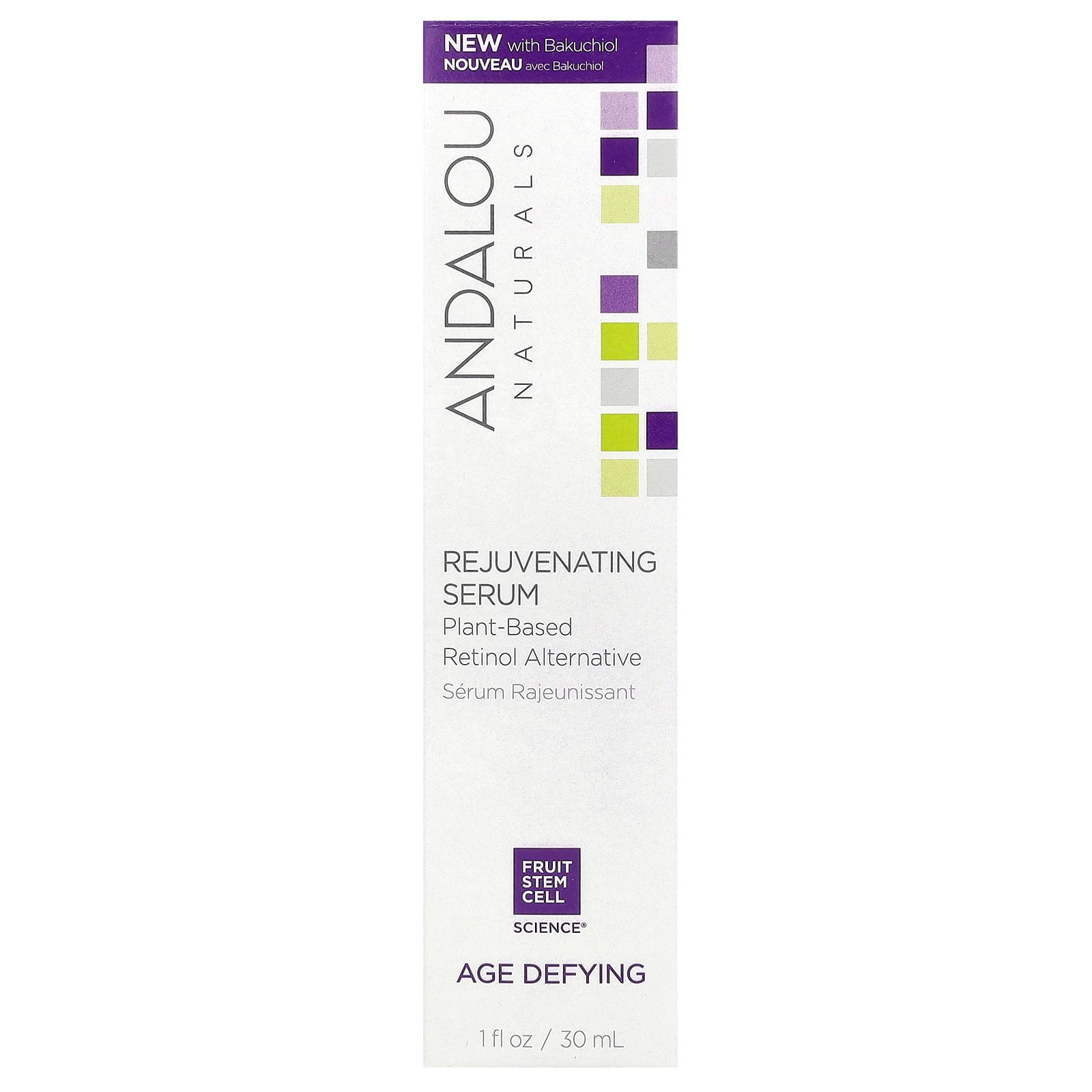 Andalou Naturals Rejuvenating Serum, Plant-Based Retinol Alternative, Age Defying, 1 fl oz (30 ml)