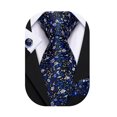thumbnail image 1 of Set de corbatas Barry.Wang con estampado floral de seda, 150 cm, con gemelos, 1 of 6