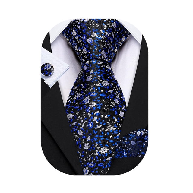 Set de corbatas Barry.Wang con estampado floral de seda, 150 cm, con gemelos