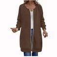 thumbnail image 4 of GuzomFashion Womens Brown Long Cardigan Sweatshirt - Zip Up, 100% Polyester Relaxed Fit with Side Pockets for Casual Daily Wear,Size M, 4 of 4