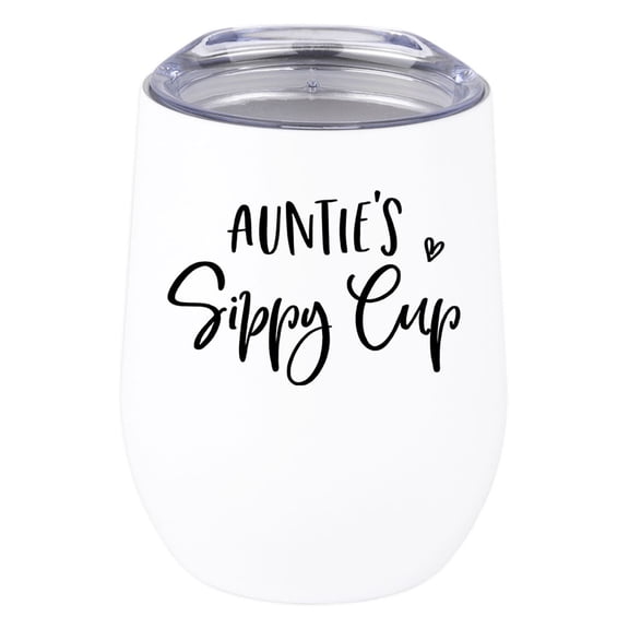Koyal Wholesale Funny Auntie's Sippy Cup Heart Wine Tumbler with Lid 12 Oz Stemless Stainless Steel Insulated Tumbler