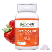 EZ Melts Fast-Melting Citicoline, Optimal Brain Function Support, 500 mg, 60 Ct, Strawberry Flavor