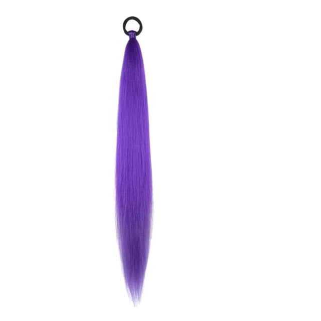 Peluca con extensión de coleta y lazo, coleta de color para mujer, accesorios para cabello oscuro para festivales, Halloween y fiestas. Horquilla de 26 pulgadas.