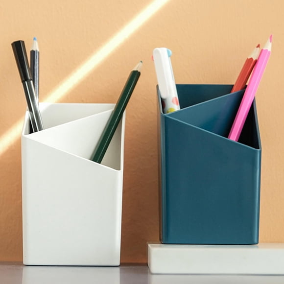 Usloyux 2 Pcs Organiseur de Stylos de Bureau Propre à 2 Compartiments, Caddy de Rangement en Plastique pour Fournitures de Bureau, Fournitures Scolaires, Organisation de la Maison, Porte-Crayons de Bureau, Accessoires de Bureau pour Étudiants, Cadeau pour Enseignant, Petit