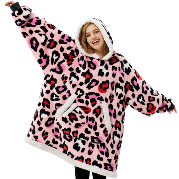 Sudadera portátil con capucha Giggling Getup Sherpa, forro polar rosa