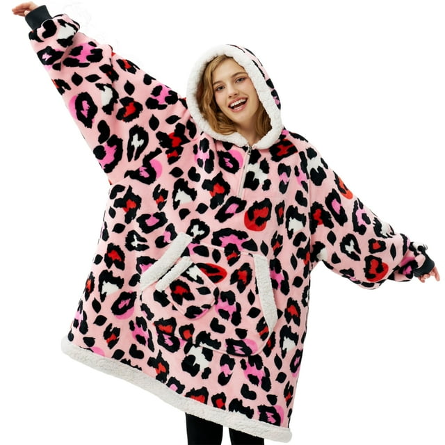Sudadera portátil con capucha Giggling Getup Sherpa, forro polar rosa