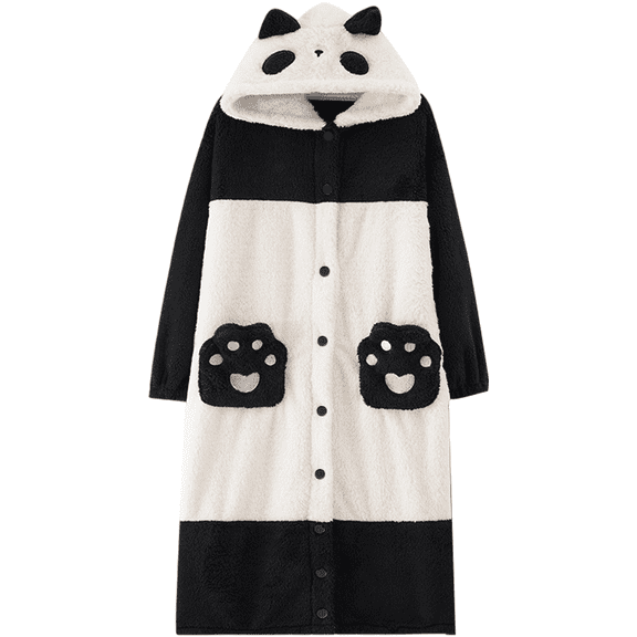 Unisex Panda Animal Onesie Pajama, Warm Hooded Romper for Adult Loungewear