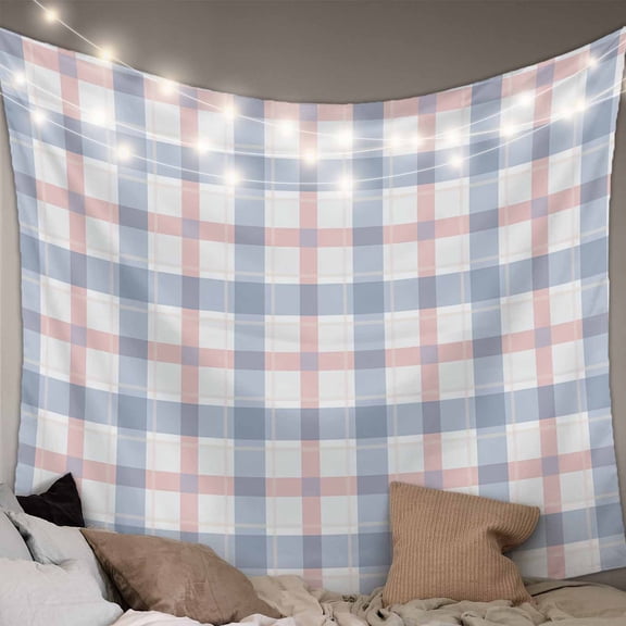 Abstract Plaid,Tapestry for Bedroom Wall Hanging Tapestry,Minimalistic Multi Colors Country Rustic Plaid Ceiling Backdrop Tapestries Poster Blanket Wall Decor for Teens Room Living Room 55" x 73"