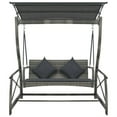 thumbnail image 2 of vidaXL Garden Swing Bench Poly Rattan Gray 65.7"x51.2"x70", 2 of 3