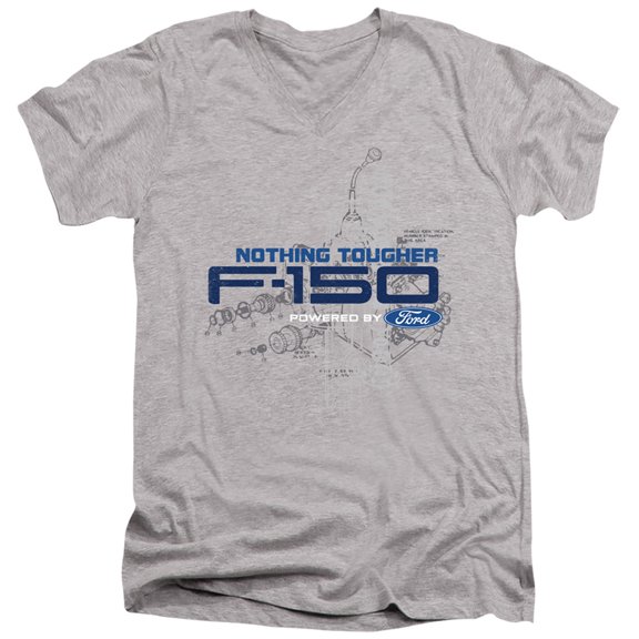 Ford Trucks Engine Schematic S/S Adult V-Neck T-Shirt 30/1 T-Shirt Athletic Heather