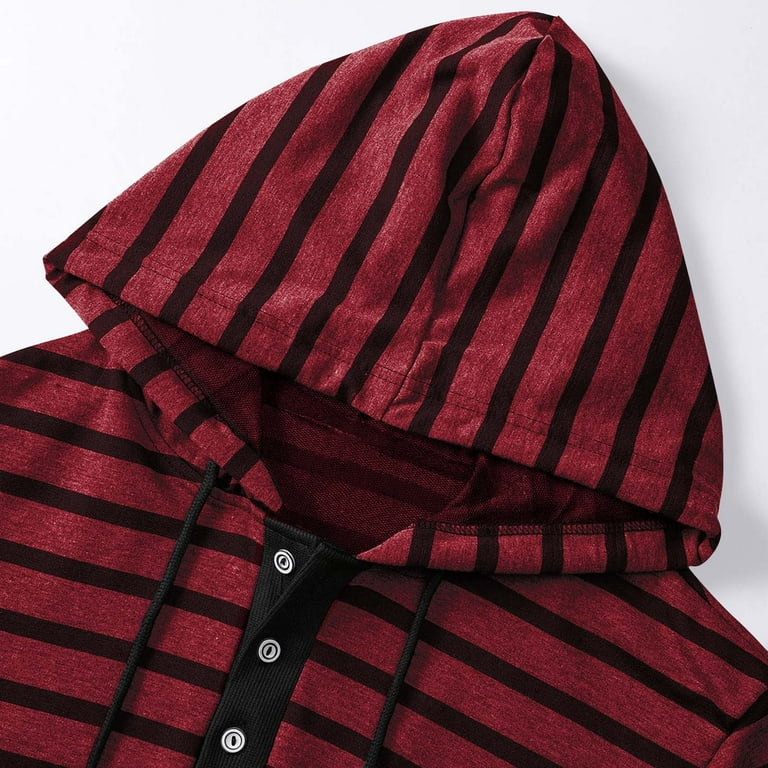 Zylanna Men's Striped Hoodie Shirt, Long Sleeve Breathable with