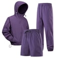 thumbnail image 5 of VBTAPA Sun Protection 3 Piece Sets for Men UPF 50+ Long Sleeve Hoodie Shorts Pants Set Zip Up Windbreaker Jacket Matching Set Outdoor Hiking Athletic Running Outfit Purple XXL, 5 of 6