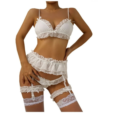 

Mrat Lingerie Sets Lace Pajamas Lingerie Set Women s Chiffon Leg Ring Underwear Lingerie Suit Split Suit Lingerie Set Criss Cross