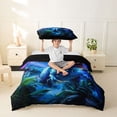 thumbnail image 2 of Metsweet Abstrcat T-Rex Twin Duvet Cover, Jungle Tropical Leaves Twin Bedding, Blue Green Purple,Black Reversible,2pcs,1 Duvet Cover and 1 Pillowcase, 2 of 6