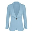 thumbnail image 4 of UAMVSH Womens Casual Blazers Open Front One Button Ruffle Long Sleeve Suit Jacket Work Office Dressy Coats Shawl Collar Outerwear(X-Large,Blue 1), 4 of 6