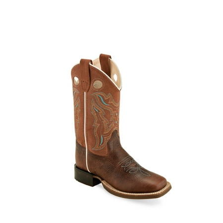 

Old West Brown Children Boys Leather Cowboy Boots 11.5D