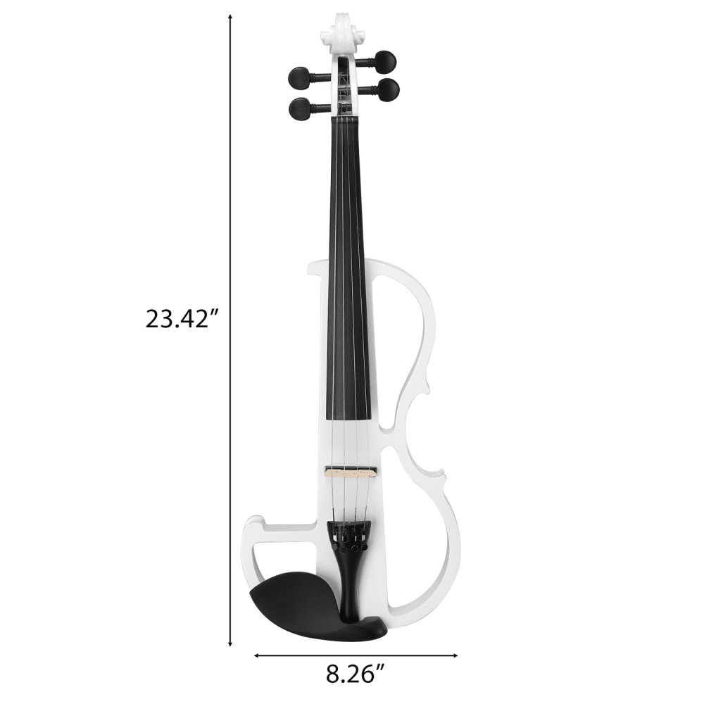 Tcbosik Electric Violin 4/4 Full Size, Silent Violin Set with Headphone and Connecting Line for Beginner, String Instrument with Case, Bow and Rosin, White