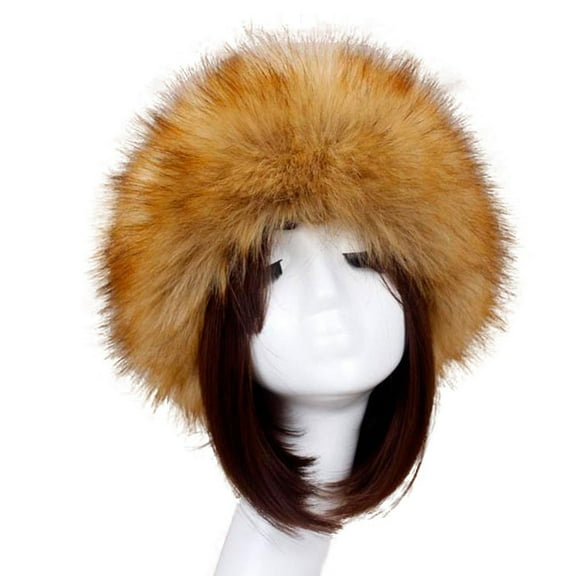 Elainilye Fashion Women's Winter Hat Hollow Top Imitation Fur Thickened Hat Warm Hat Ring Hood Cover Plush Brimless Hat,Brown