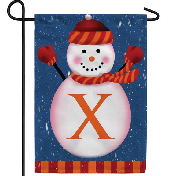 America Forever Winter Monogram Letter X Garden Flag, Snowman Garden D‚cor, Vertical Double Sided 12.5 x 18 inches Merry Christmas Snowflake Winter Holiday Seasonal Flags for Outdoor Decoration