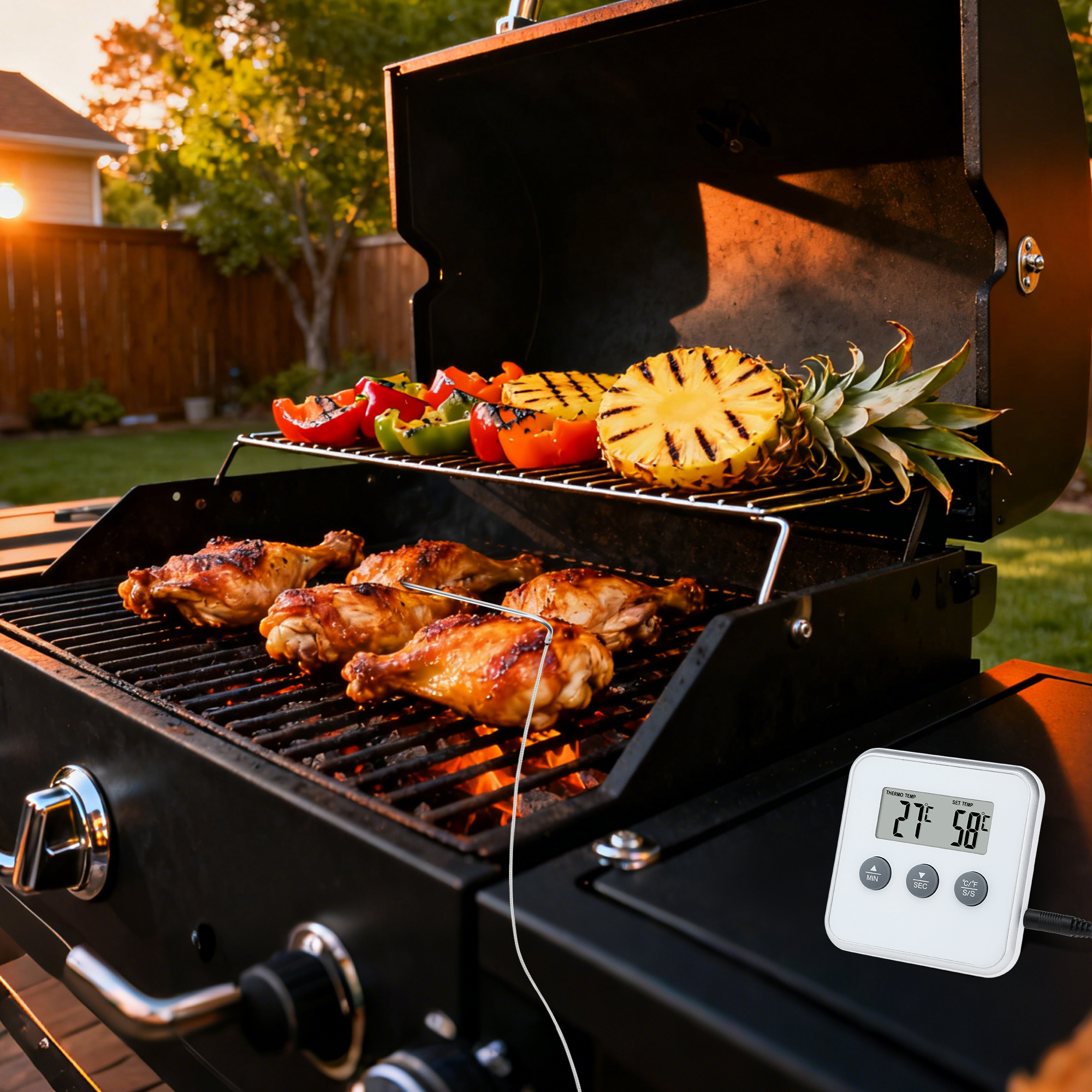 Unique Bargains Digital Meat Instant Read Cooking Thermometer White