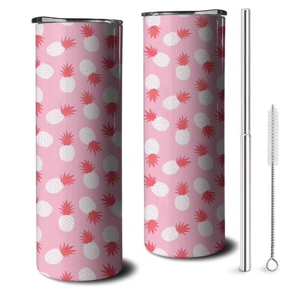 20 OZ Slim Tumblers Pineapple Insulated Coffee Mug with Lid and Straw,Stainless Steel Vacuum Insulated Cafe Tumblers Gifts for Women Mothers