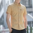 thumbnail image 3 of Camisa y blusa de hombre de negocios a cuadros con bolsillo, manga corta, elegante, de lujo, de alta calidad, original, nueva en ropa, 3 of 5
