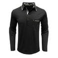 thumbnail image 4 of Tawop Mens Shirts Casual Stylish Mens Pocket Tees Long Sleeve Polo Shirts Henley Flip Collar Black L, 4 of 6