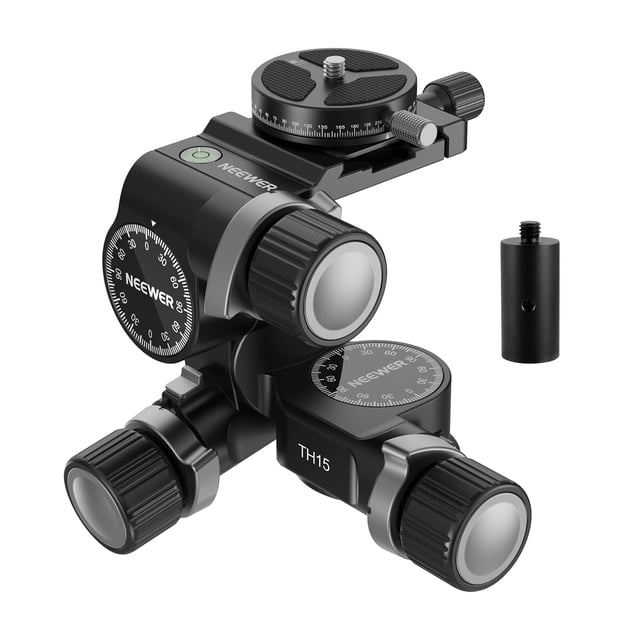 Cabezal de trípode NEEWER con 3 posiciones y placa Arca QR panorámica de 360°