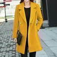 thumbnail image 3 of comerut Women Fall Coat Solid Color Double Buttons Thick Lapel Long Sleeves Keep Warm Plus Size Korean Women Overcoat Female Clothes, 3 of 7