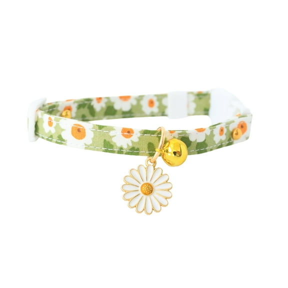 Cat Collar Breakaway with Bells,1 Pack Safety Adjustable Pet Collars,Ideal for Girl Boy Kittens. (Green Black Blue Daisy)