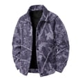 thumbnail image 2 of GrmtClth Mens Leaf Camo Daily Urban Jacket Long Sleeve Snap Front Loose Cut Cool Weather Walking Layering Outerwear Purple 2XL, 2 of 8