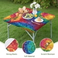thumbnail image 4 of Colorful Tie Dye Pattern Square Fitted Tablecloth with Elastic Edge,Square Table Cover,Washable Elastic Table Cover for Home Kitchen Party Decor 36"x36", 4 of 6
