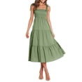 thumbnail image 2 of VISgogo Vestido de Mujer, Color Sólido Sin Mangas Volantes de Una Pieza con Tirante Ajustable para el Hombro para el Verano, S/M/L/XL VISgogo moda, 2 of 7