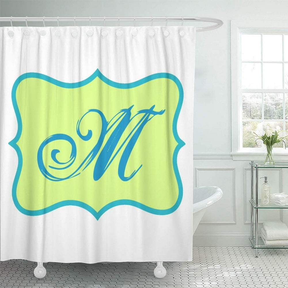 CYNLON Colorful Original Personalized Lime Green Turquoise Monogram Initial Blue Bathroom Decor