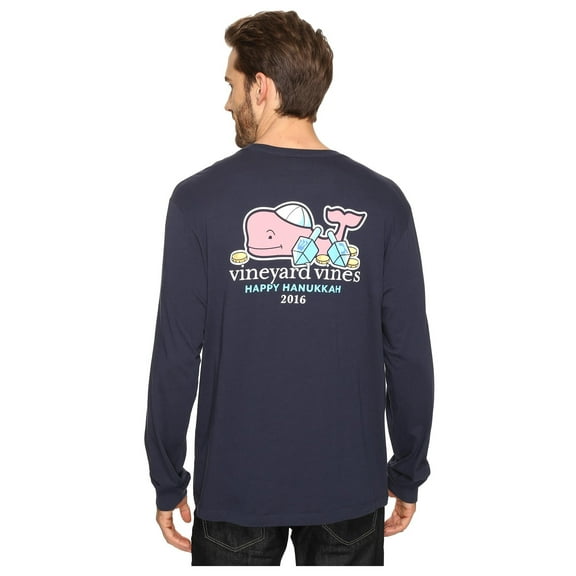 Vineyard Vines  Men's Long-Sleeve Hanukkah Whale 2016 Pocket T-Shirt Blue Blazer[XS]