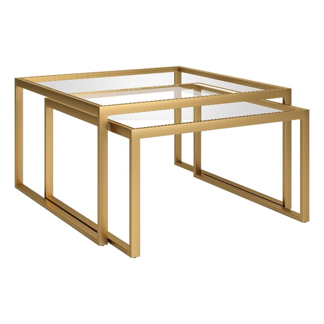 Henn&Hart 30" Wide Modern Metal Coffee Table in Brass Finish