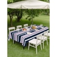 thumbnail image 5 of Outdoor Tablecloth with Umbrella Hole, Navy Blue Purple Striped Spillproof Waterproof Outdoor Table Cover, Gradient Horizontal Lines Patio Tablecloths for Party Picnic Camping, Rectangle 52"x70", 5 of 9