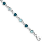 Primal Silver Sterling Silver Rhodium-plated London and Light Swiss Blue Topaz 8 Inch Bracelet