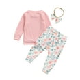 thumbnail image 3 of Blotona Baby Clothes Set Solid Color Tops+Floral Print Trousers+Headband, 3 of 7