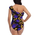 thumbnail image 6 of Yiaed Golden Snake And Purple Rose Print Women One Piece Swimsuits Tummy Control One Shoulder Bathing Suits Pattern Ruffle Swimwear-XX-Large, 6 of 8
