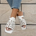 thumbnail image 5 of Fnooota Platform Sandals Women, Open Toe Casual Beach Summer Flat Sandals White Size 9, 5 of 8
